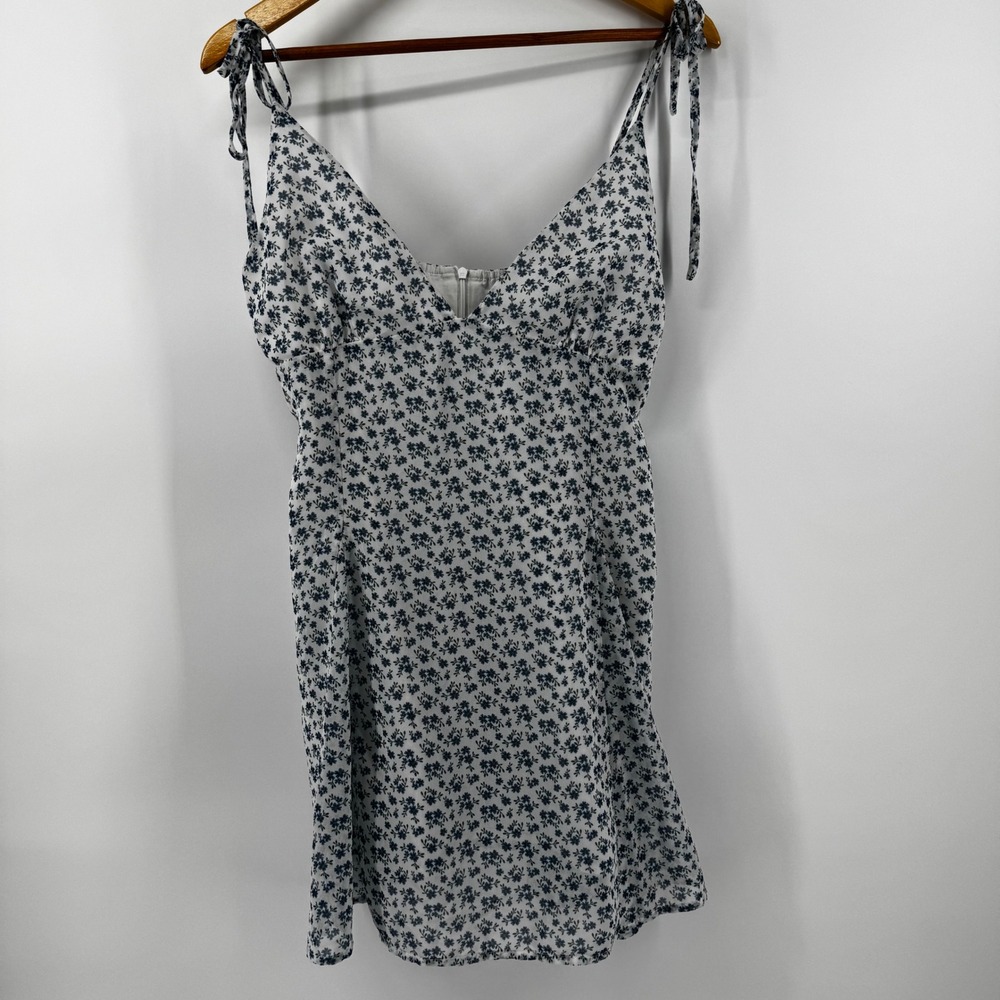 Her Empire Y2K Blue White Floral Mini Dress Size Large Boho Babydoll Cottagecore - Picture 11 of 11